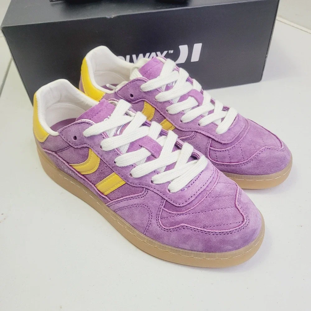 Coolway Women's Goal Sneakers EU 37 (US 6.5) Purple Yellow Suede Low Top Shoes